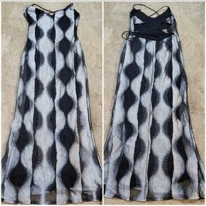 Lip Service HOUR OF DARKNESS Long Maxi Dress Gown sz Large RARE Silver y2k